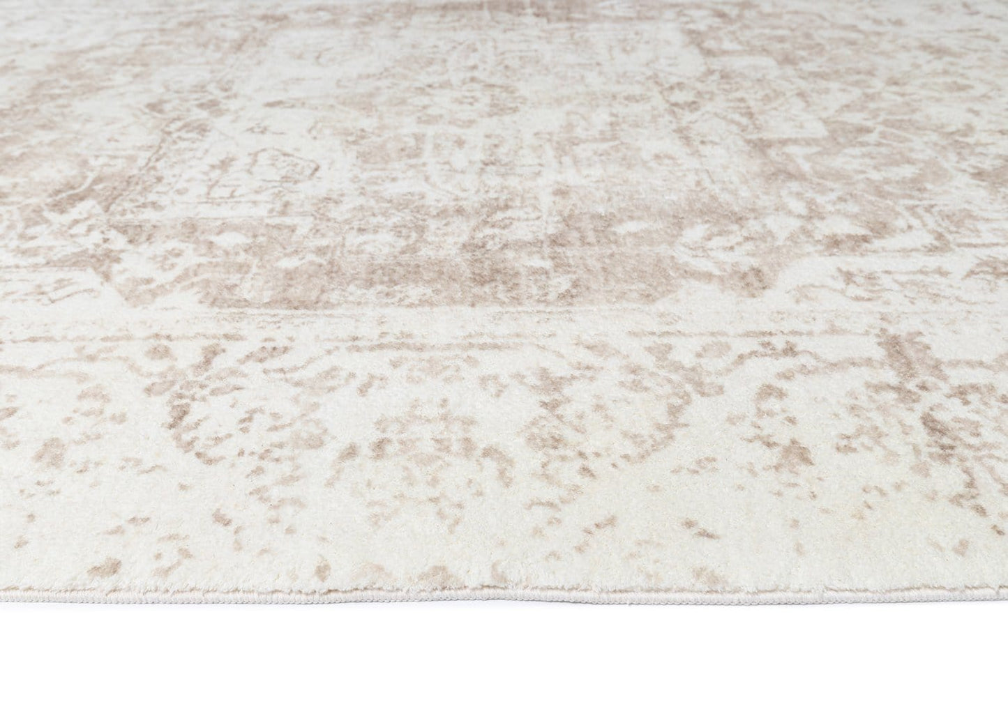 Cabanela Cream and Beige Distressed Washable Runner Rug