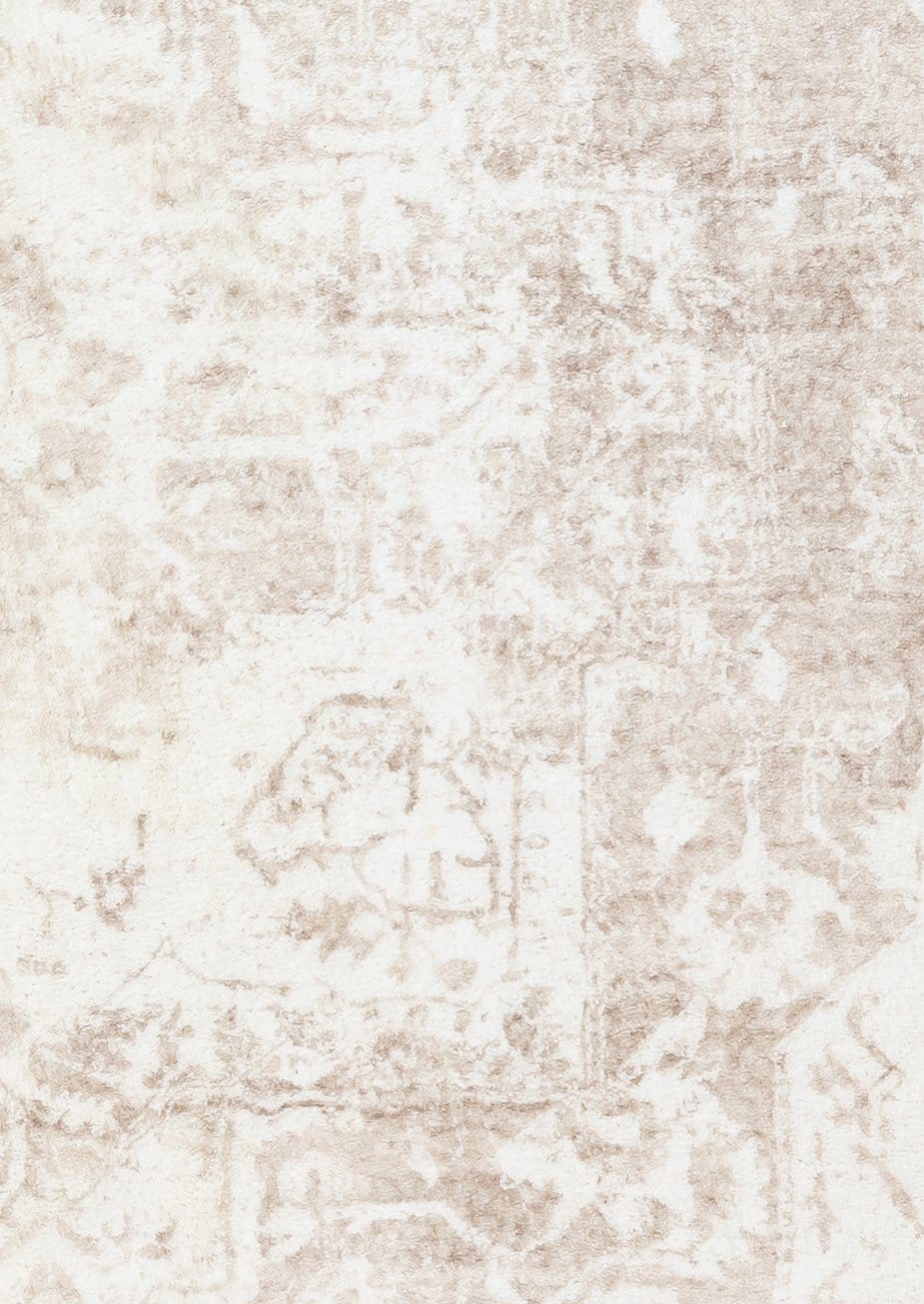 Cabanela Cream and Beige Distressed Washable Runner Rug