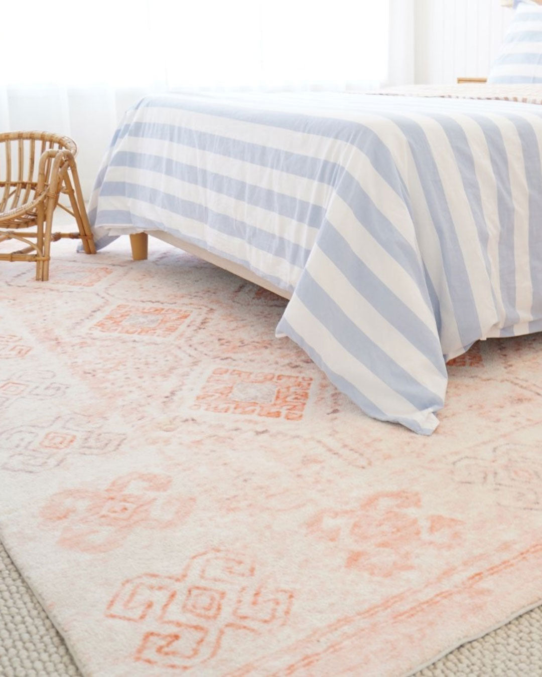 Caitlin Orange and Peach Tribal Pattern Washable Rug