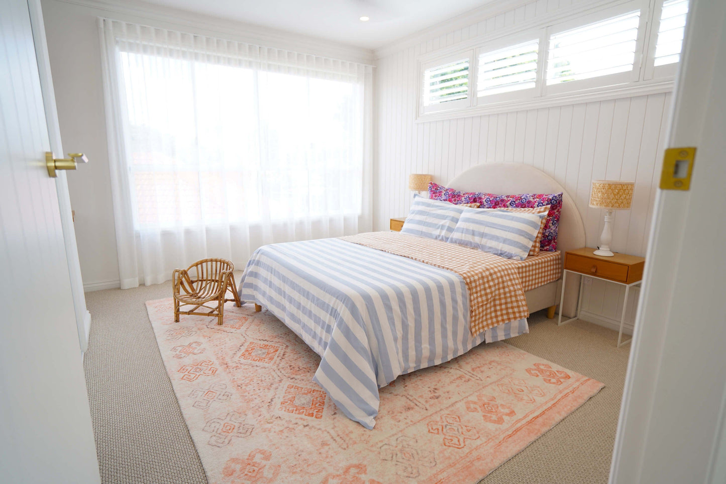 Caitlin Orange and Peach Tribal Pattern Washable Rug