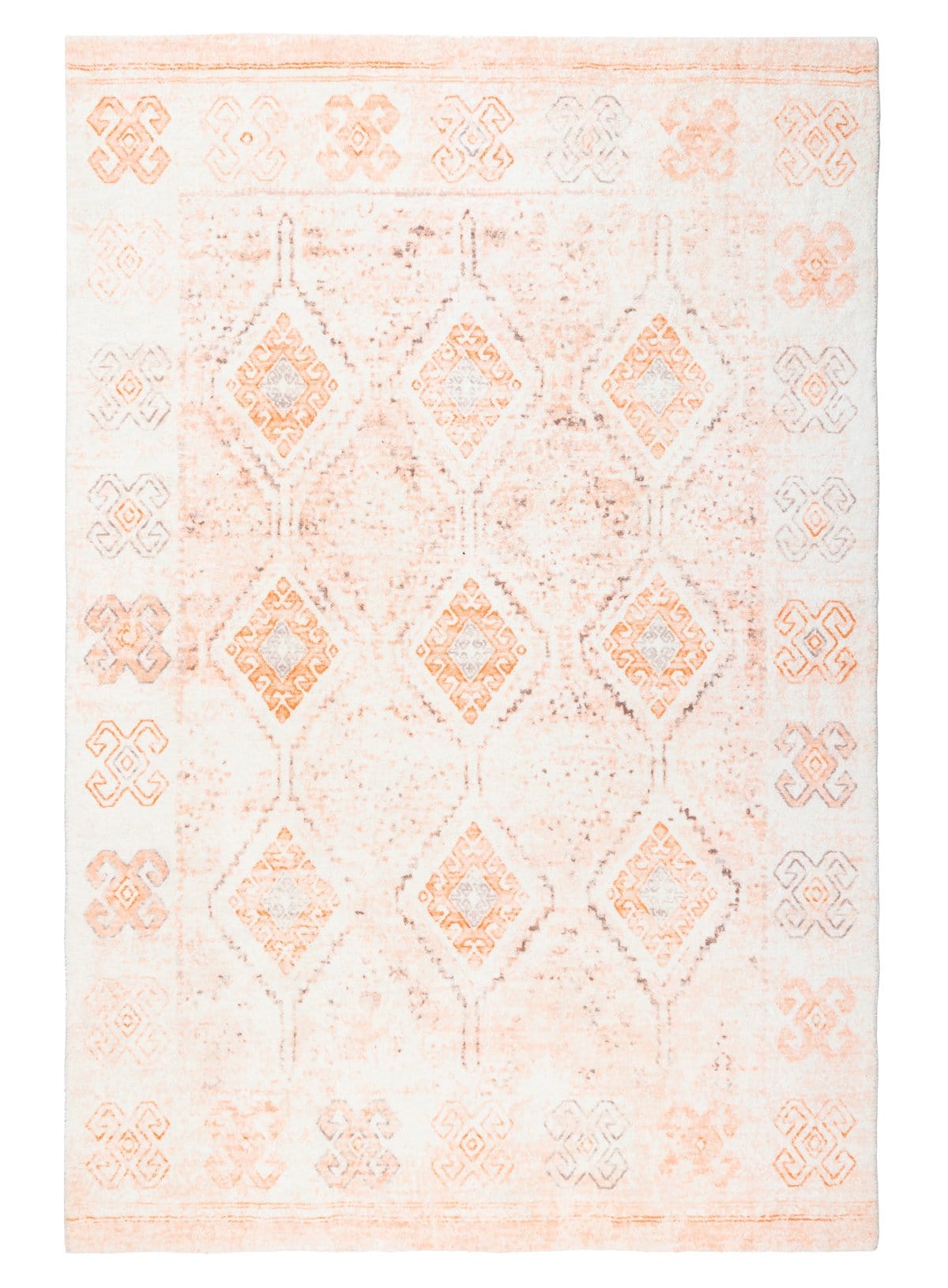 Caitlin Orange and Peach Tribal Pattern Washable Rug