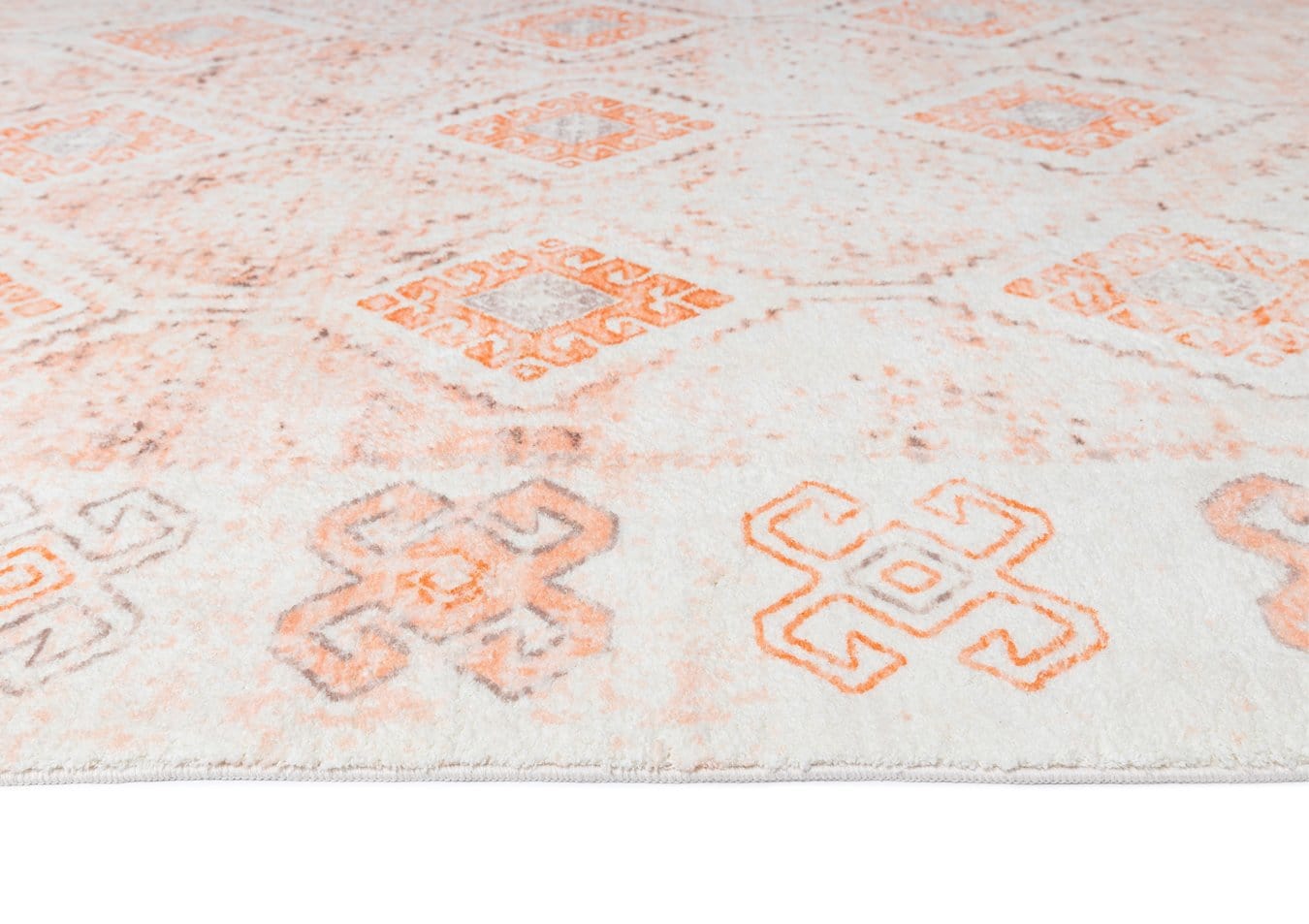 Caitlin Orange and Peach Tribal Pattern Washable Rug