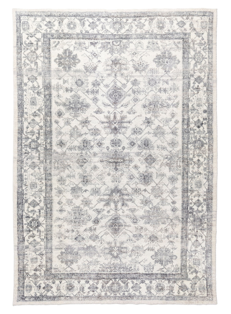 Calliope Grey and Ivory Distressed Washable Rug