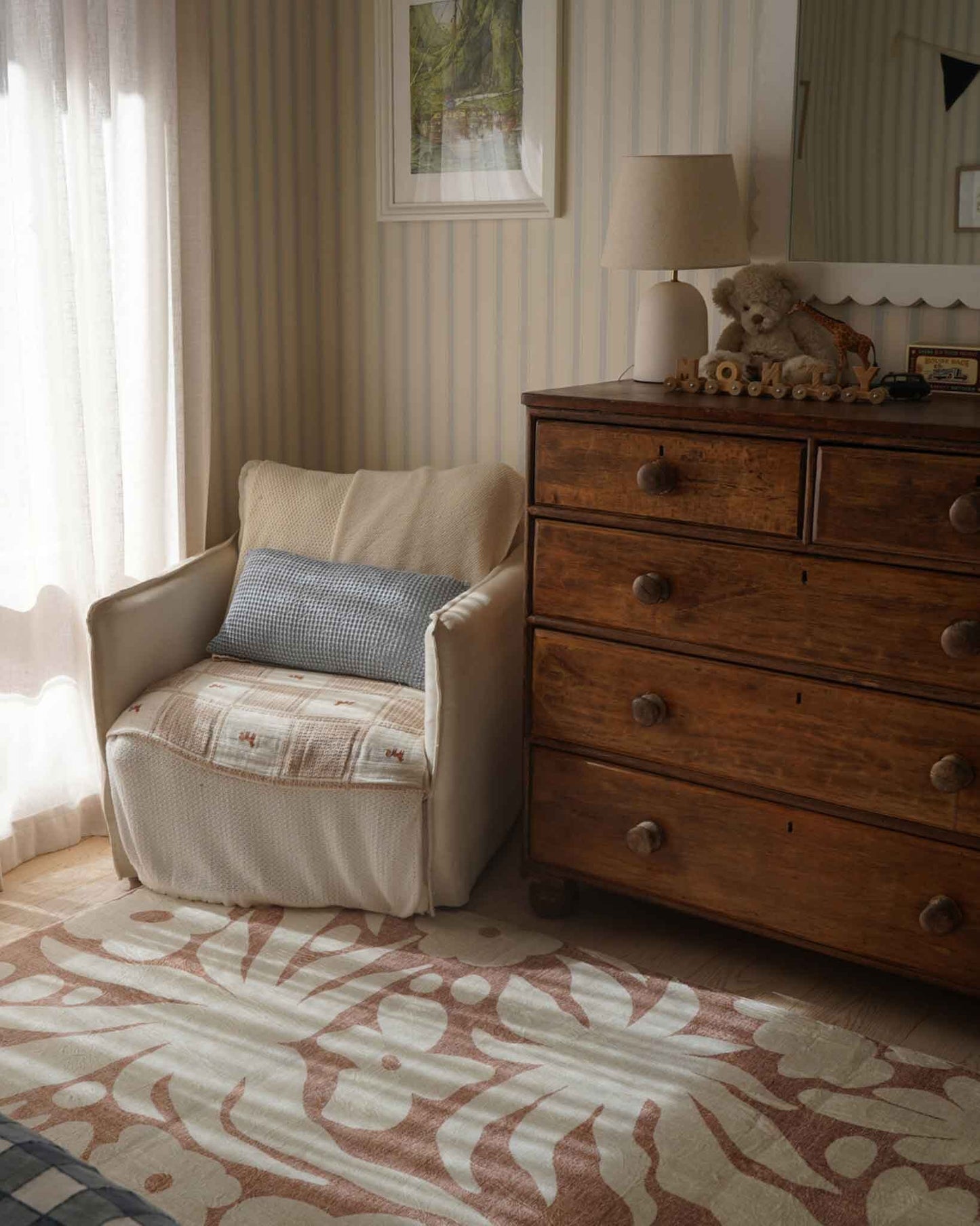 Calo Beige and Brown Floral Rollie Pollie Playmat