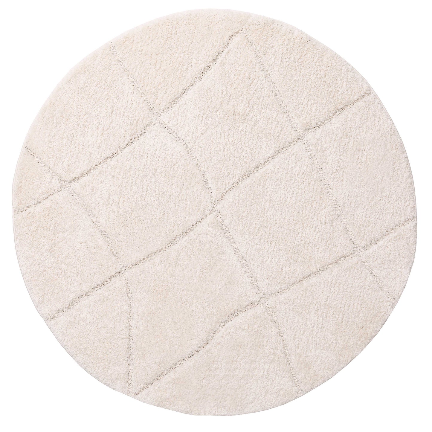 Calypso Ivory Cream Textured Tribal Round Rug