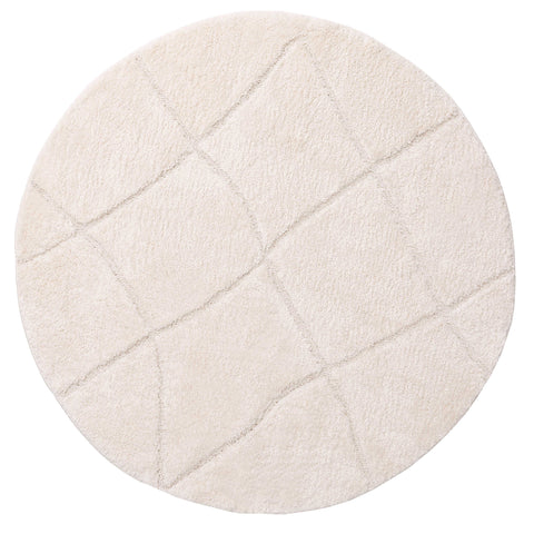 Calypso Ivory Cream Textured Tribal Round Rug