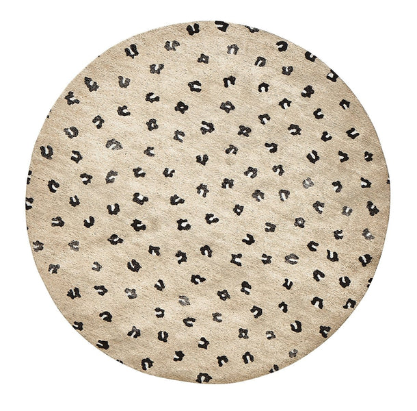Candice Beige Round Leopard Animal Pattern Rug