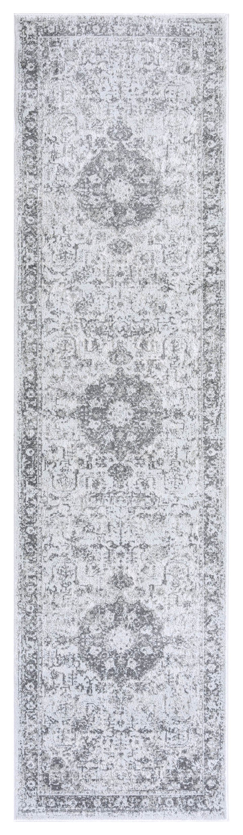 Cara Cream And Grey Transitional Medallion Runner Rug *NO RETURNS UNLESS FAULTY