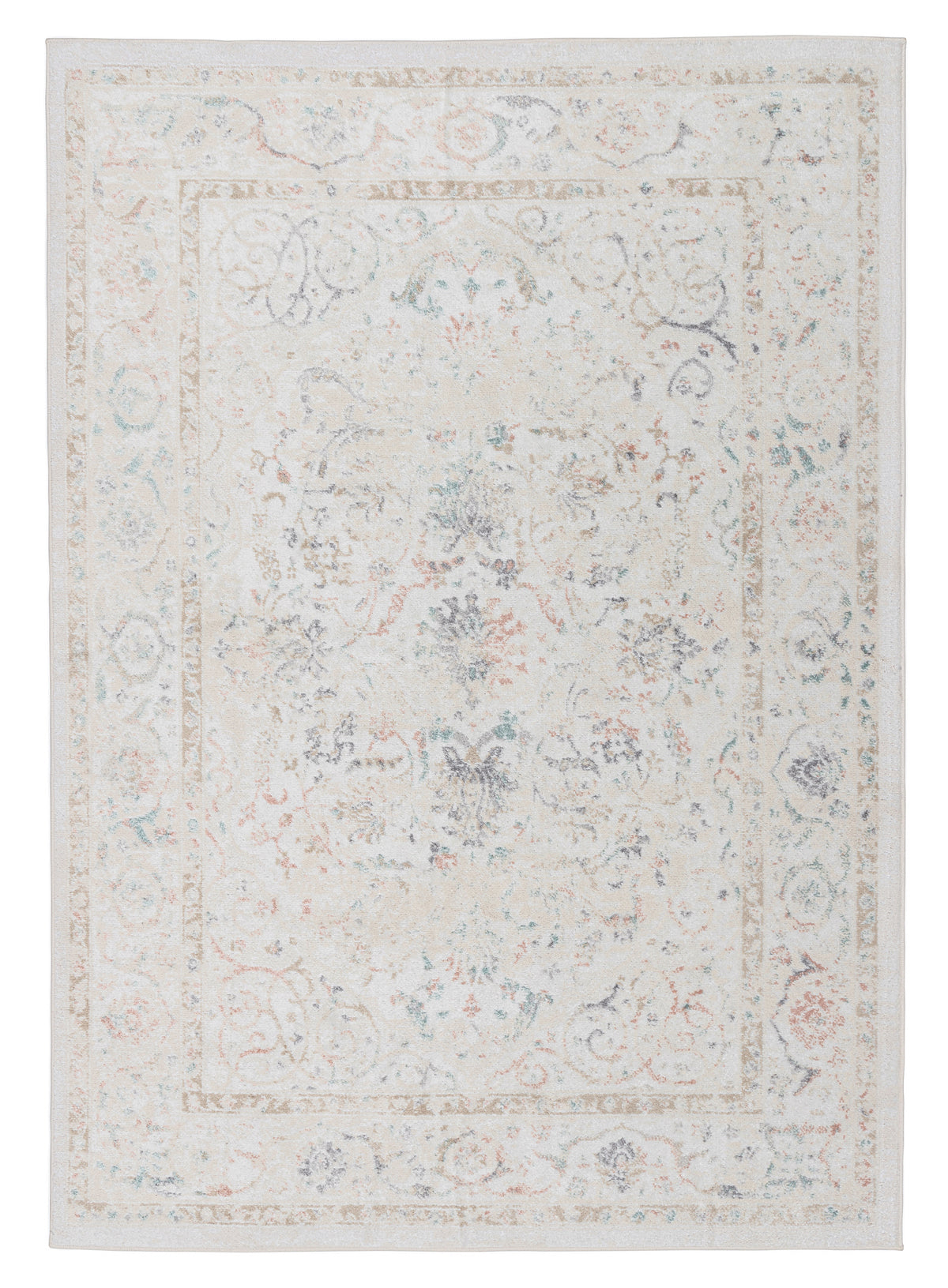 Caribou Cream and Pink Traditional Rug