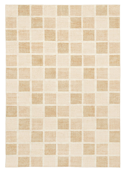 Caspia Beige Brown Checkered Washable Rug