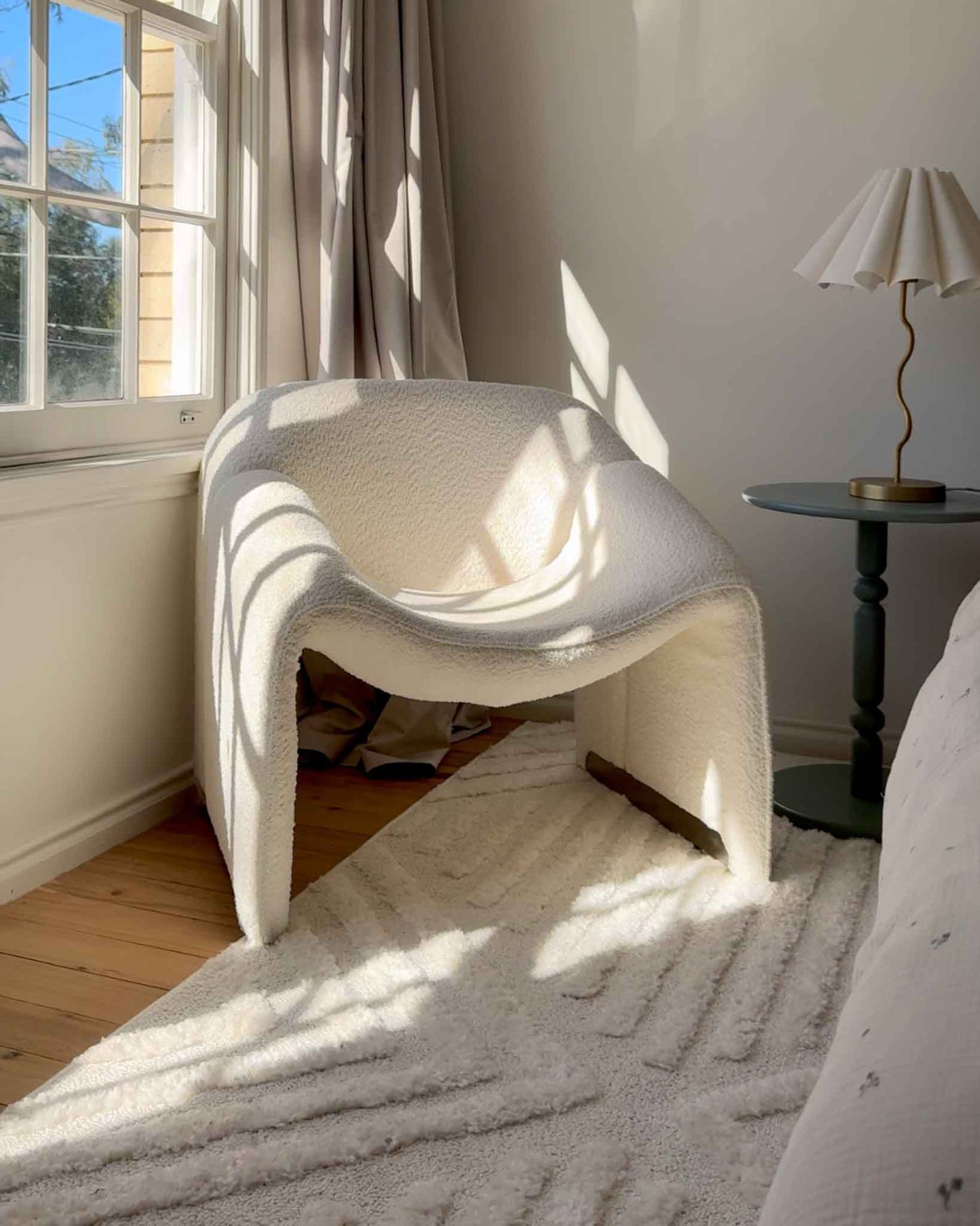 Catriona Ivory Cream Geometric Textured Rug