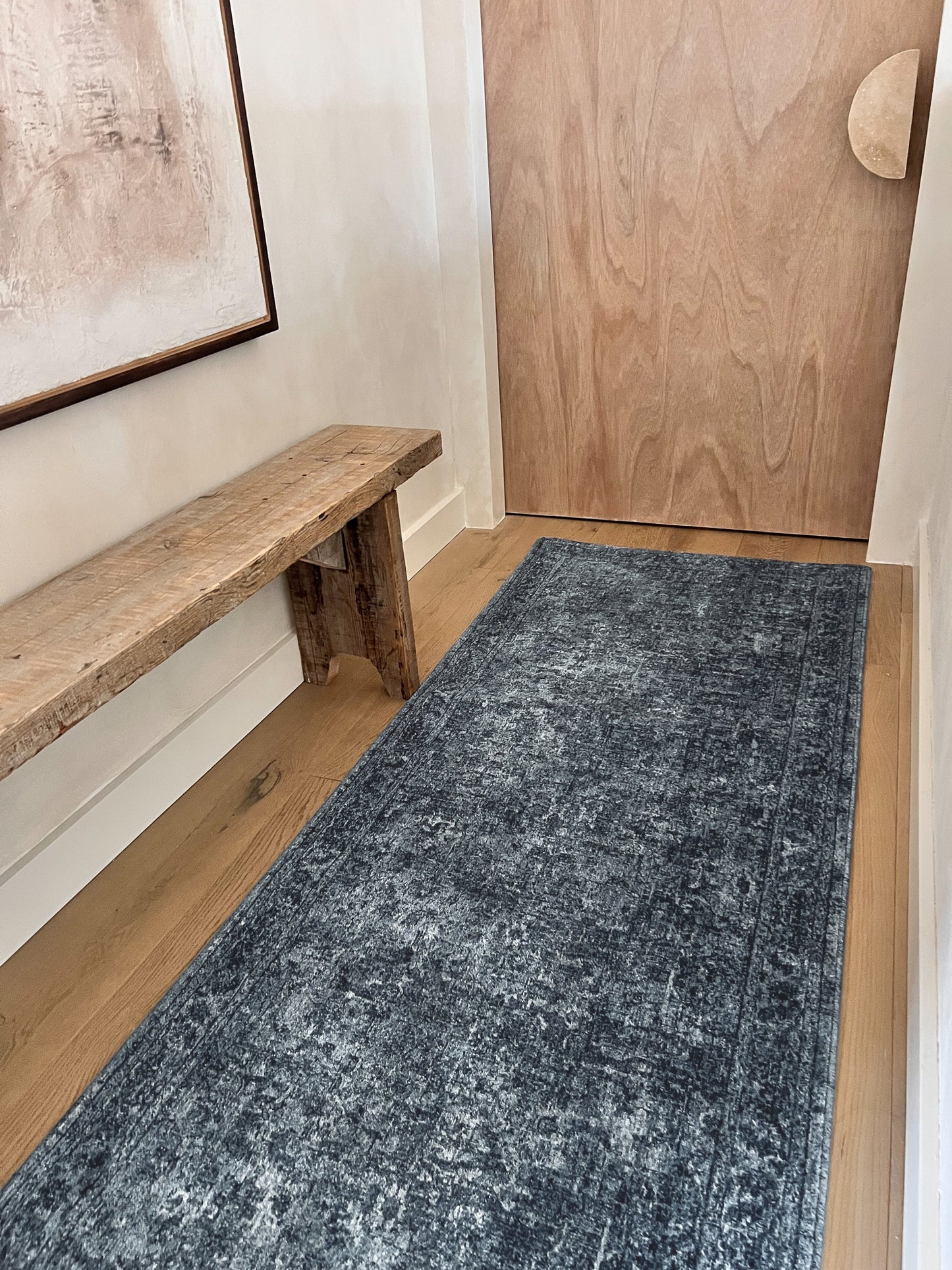 Celia Tonal Distressed Ink Blue Runner Rug