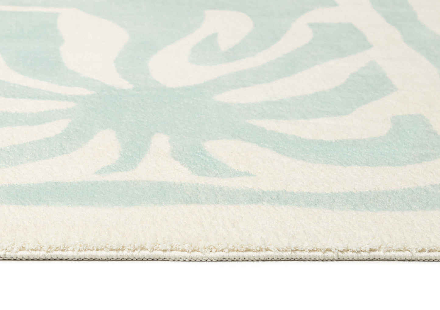 Cindy Blue Waves and Palms Washable Rug