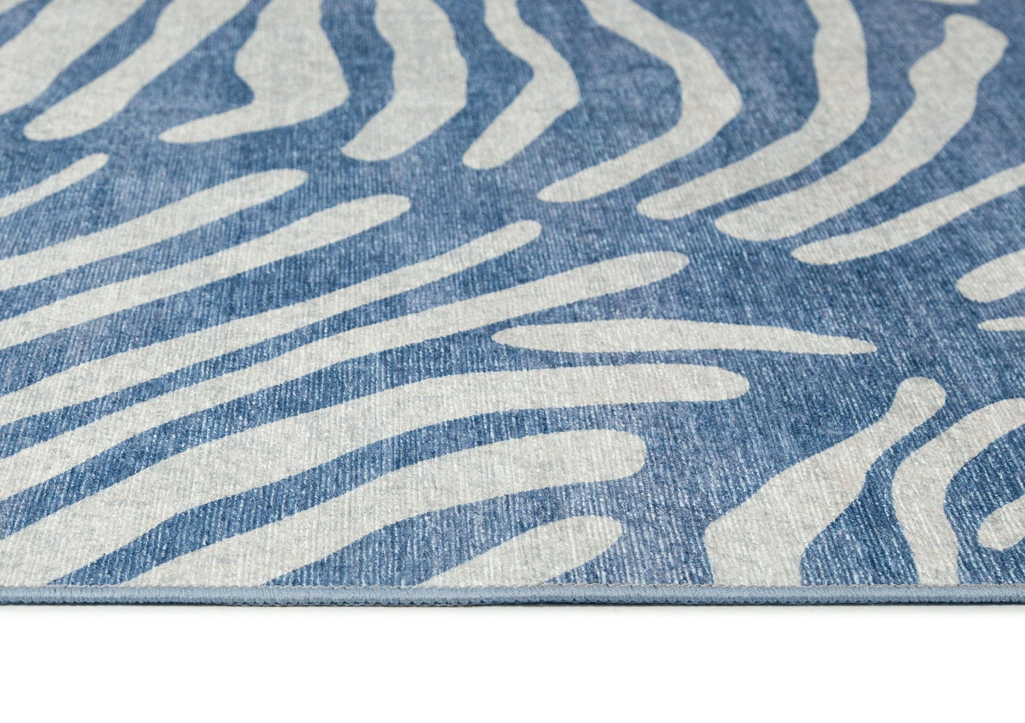 Clarissa Blue Palm Print Washable Rug