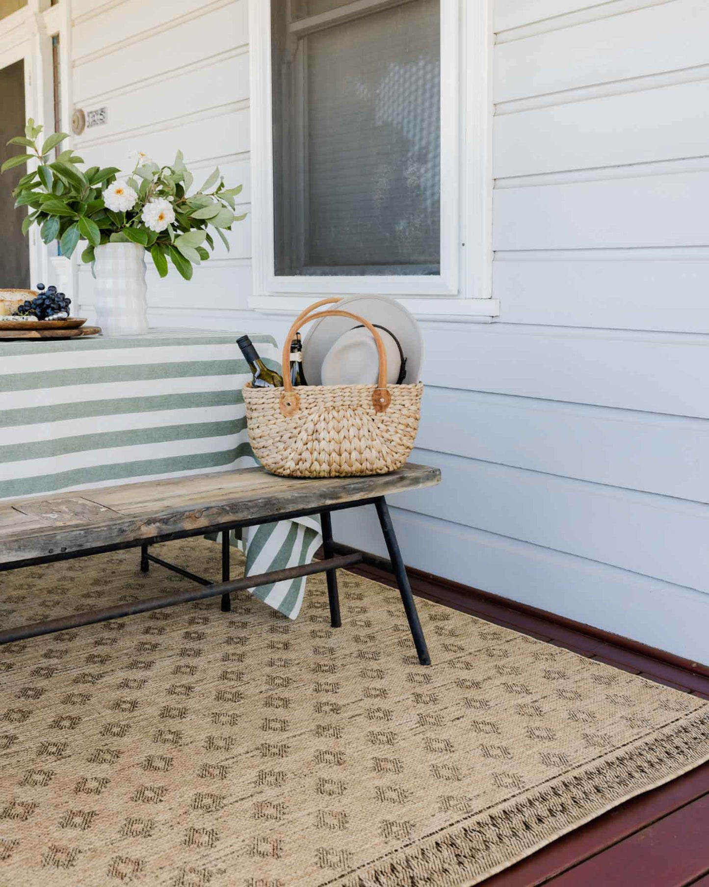 Cove Sand Nude and Ash Medallion Indoor Outdoor Rug