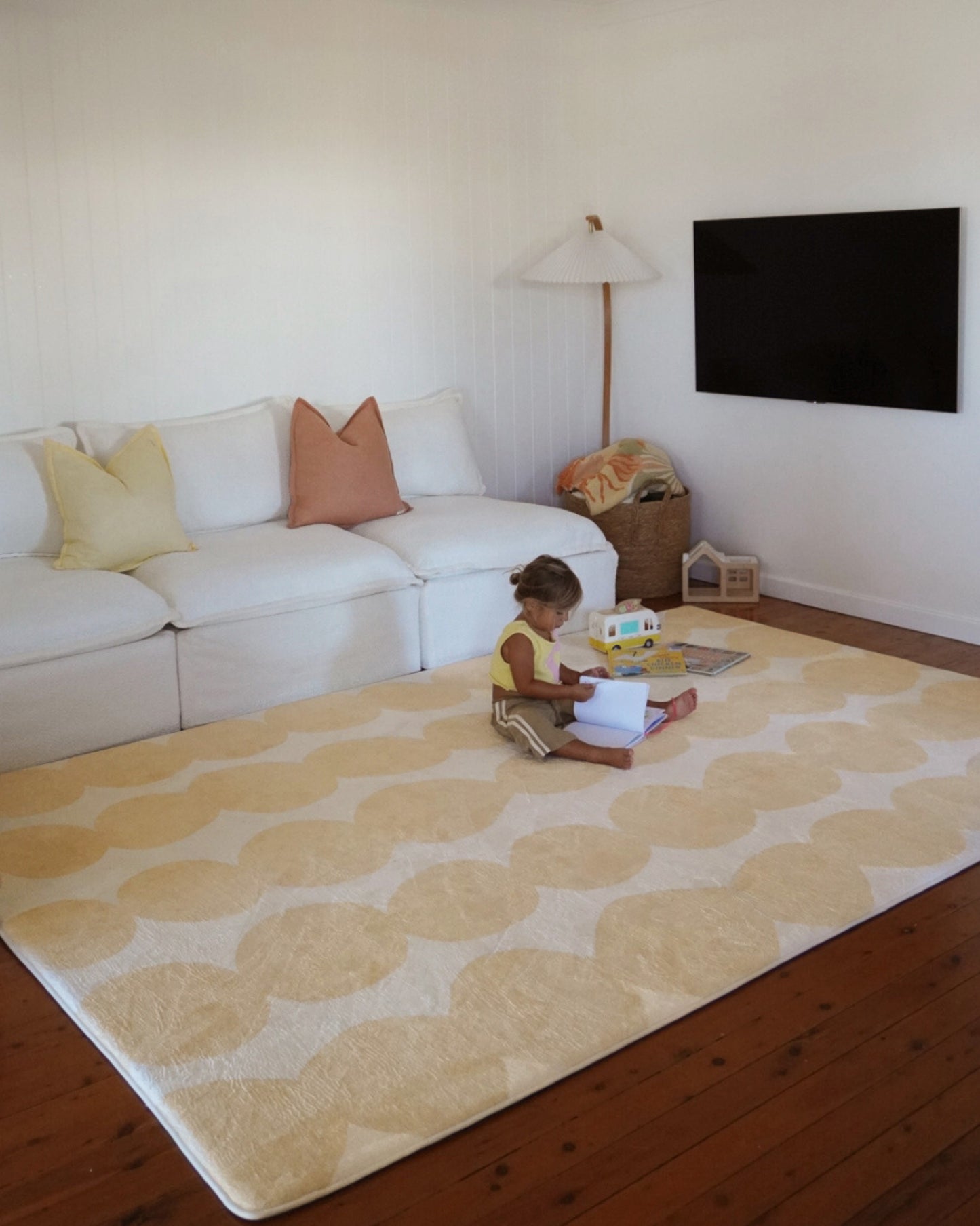 Cree Yellow and Beige Abstract Rollie Pollie Playmat
