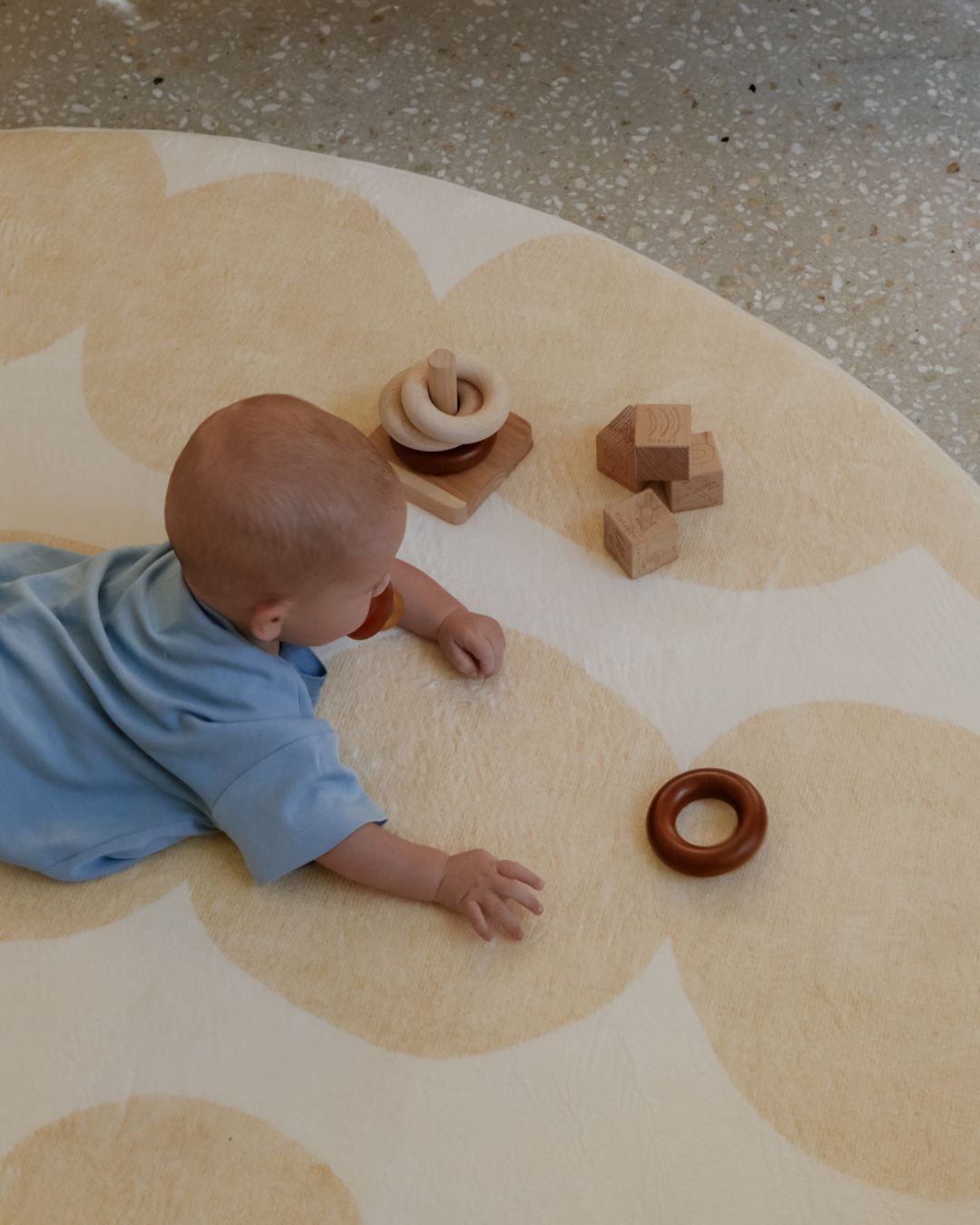 Cree Yellow and Beige Abstract Rollie Pollie Round Playmat