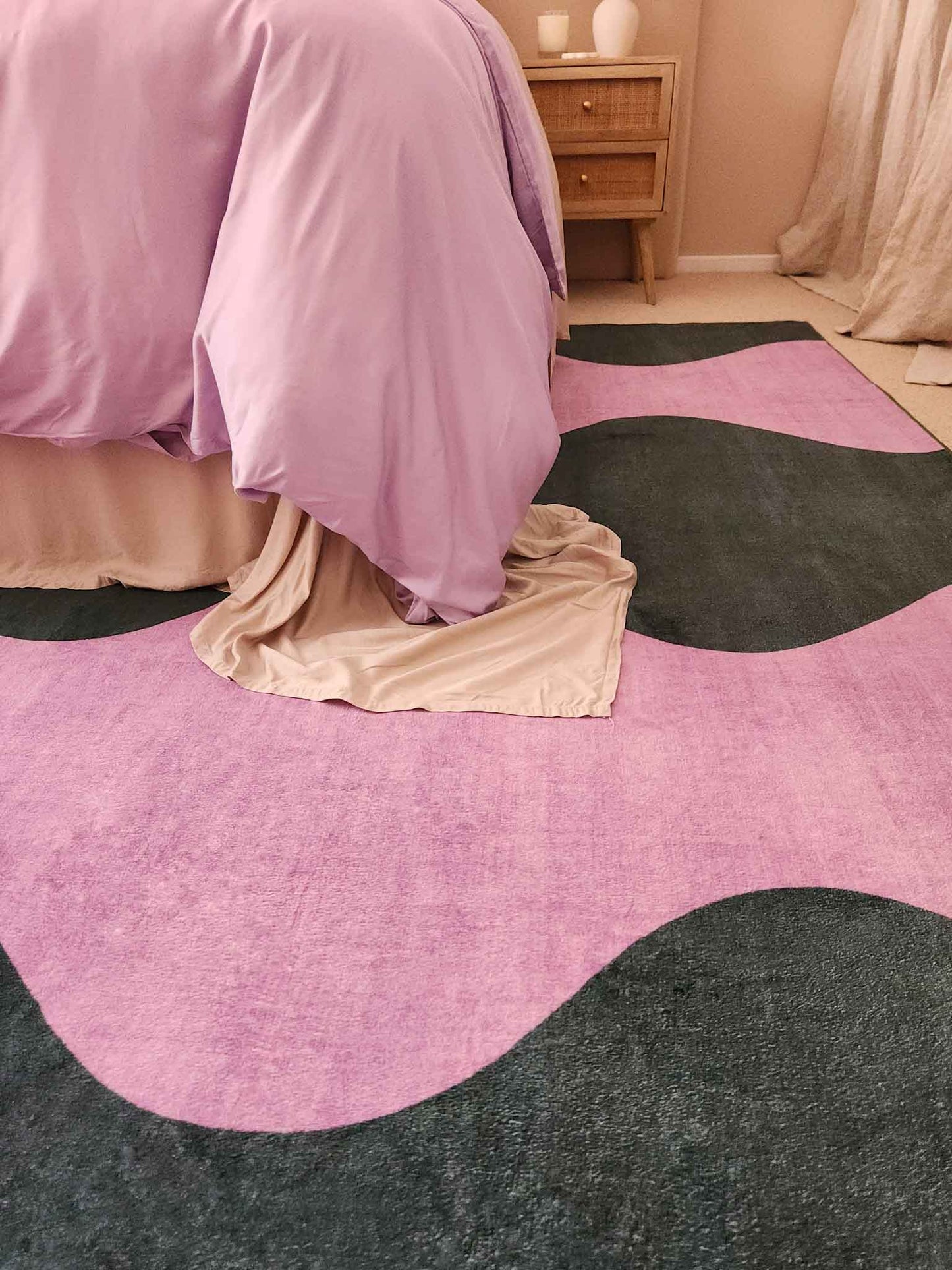 Cuenca Green and Purple Wave Washable Rug