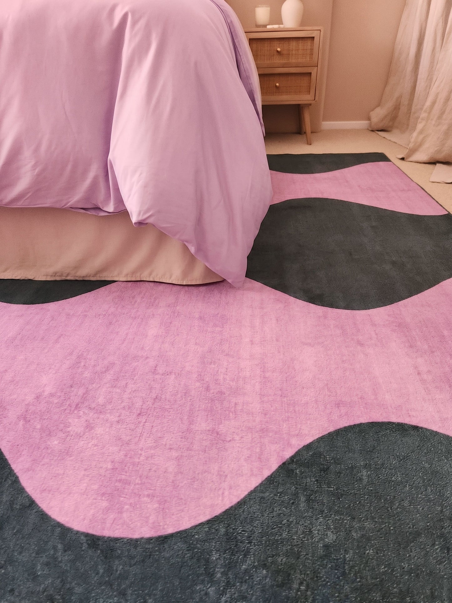 Cuenca Green and Purple Wave Washable Rug