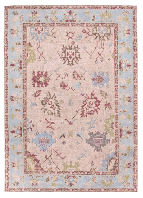 Dakota Blue and Pink Bordered Floral Rug*NO RETURNS UNLESS FAULTY