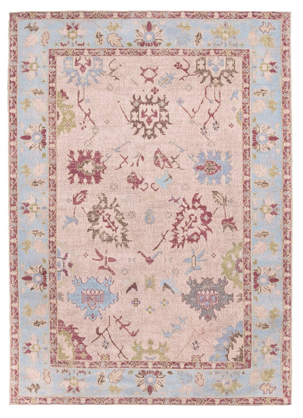 Dakota Blue and Pink Bordered Floral Rug