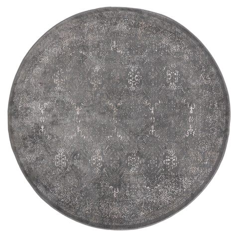 Dalma Charcoal Grey And Ivory Traditional Distressed Round Rug *NO RETURNS UNLESS FAULTY