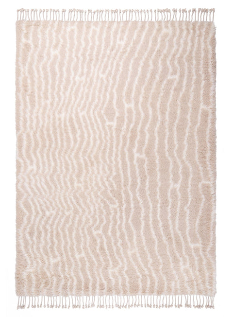 Daria Beige and Cream Abstract Tribal Wool Rug