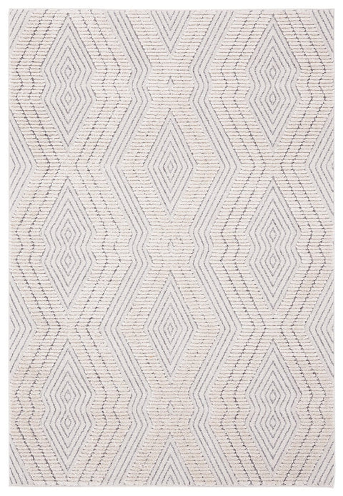 Dayna Ivory and Grey Textured Diamond Tribal Rug *NO RETURNS UNLESS FAULTY