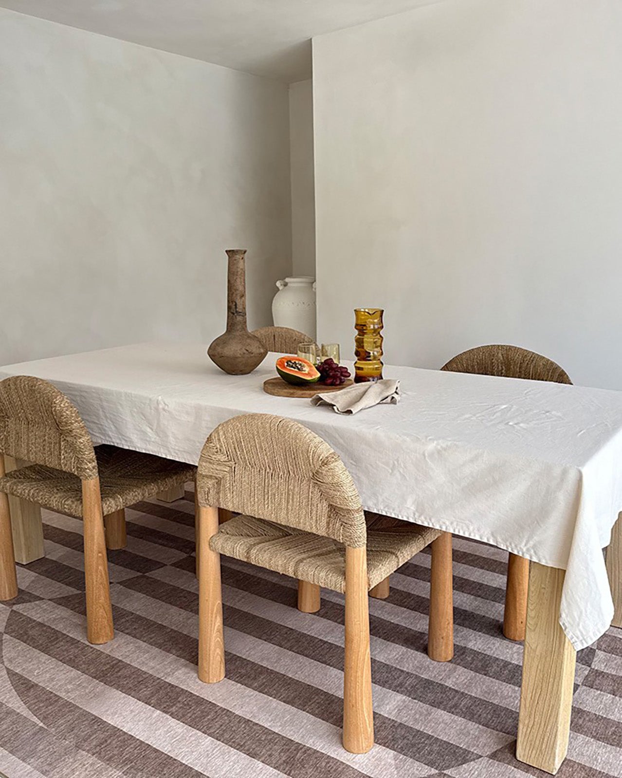 Delos Warm Sand and Soft Taupe Striped Indoor Outdoor Rug