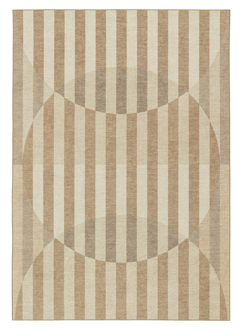 Delos Warm Sand and Soft Taupe Striped Indoor Outdoor Rug
