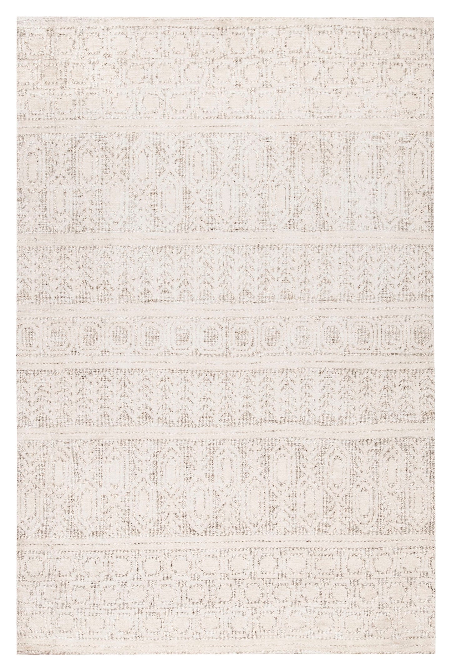 Delphine Ivory and Beige Tribal Transitional Rug