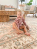 Edwina Peach and Blue Distressed Washable Rug