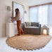 Ejiya Natural Brown Scalloped Jute Oval Rug