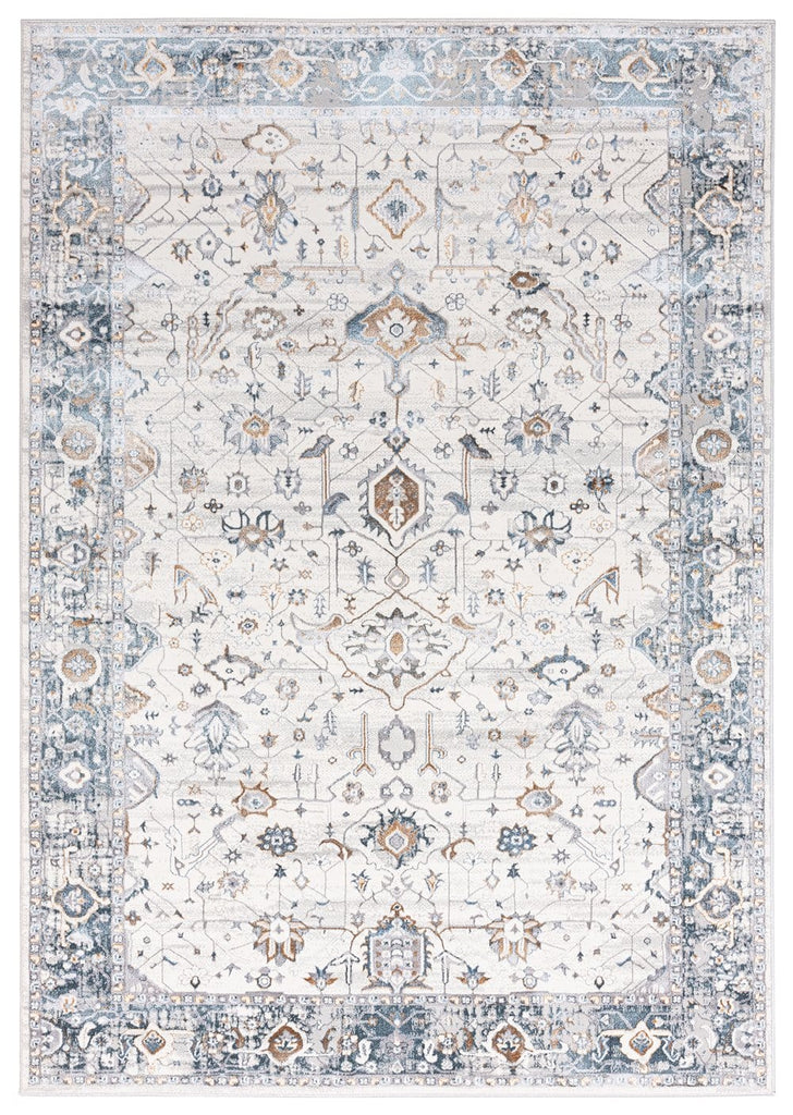 Eleanor Cream Blue and Tan Lustrous Traditional Rug