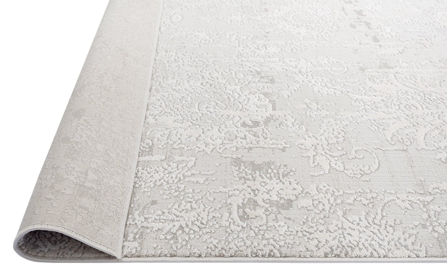 Ellery Grey Ivory Distressed Floral Rug