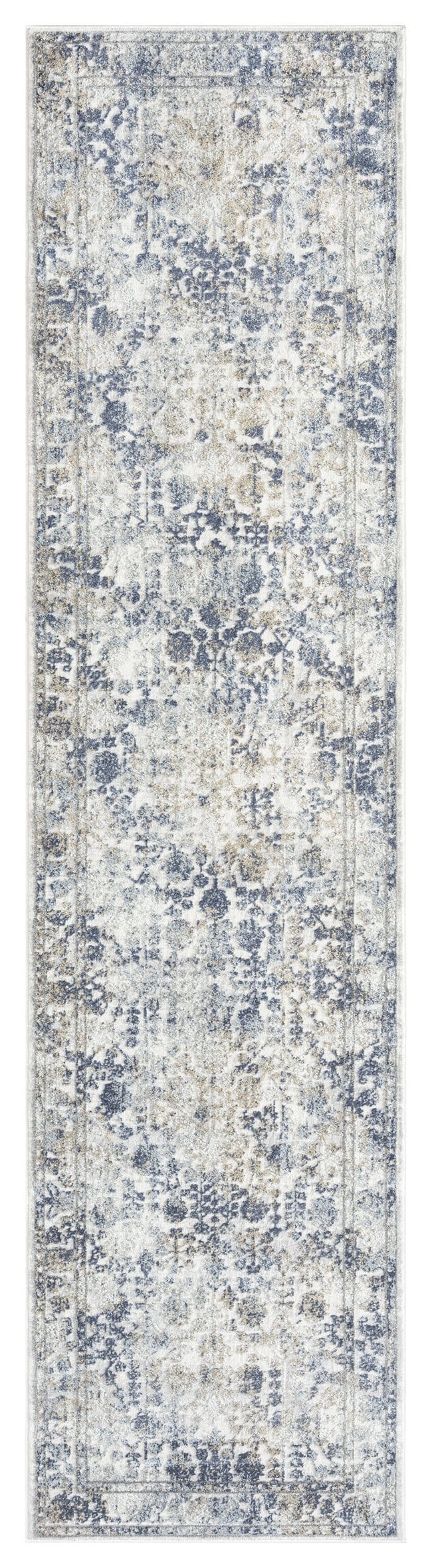 Elletra Cream And Navy Floral Motif Runner Rug *NO RETURNS UNLESS FAULTY