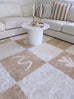 Erika Beige and Cream Checkered Washable Rug