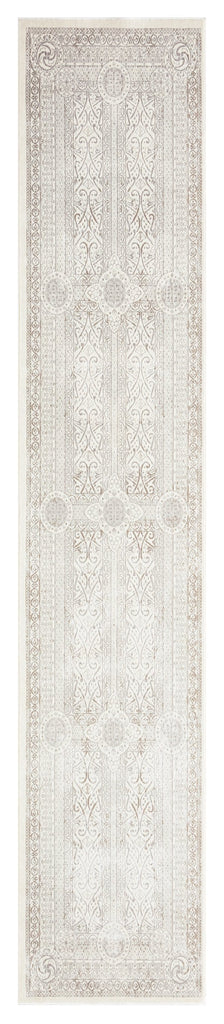 Esmeray Ivory And Grey Traditional Distressed Runner Rug