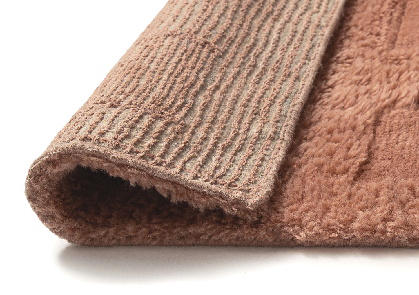 Estella Pink Geometric Wool Shag Rug