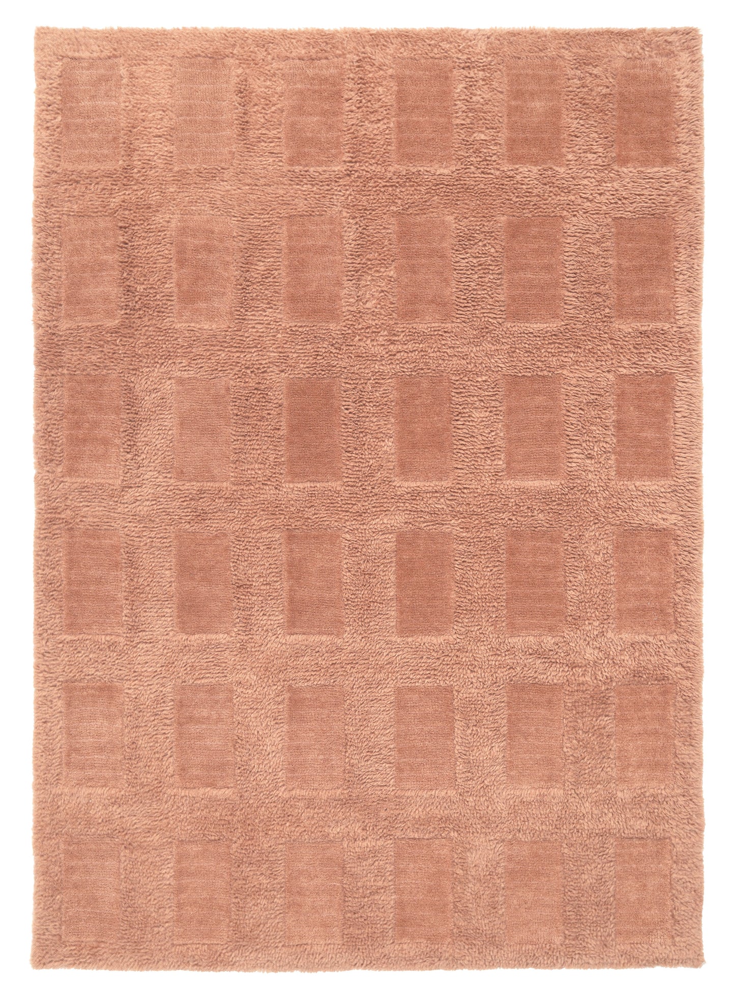 Estella Pink Geometric Wool Shag Rug