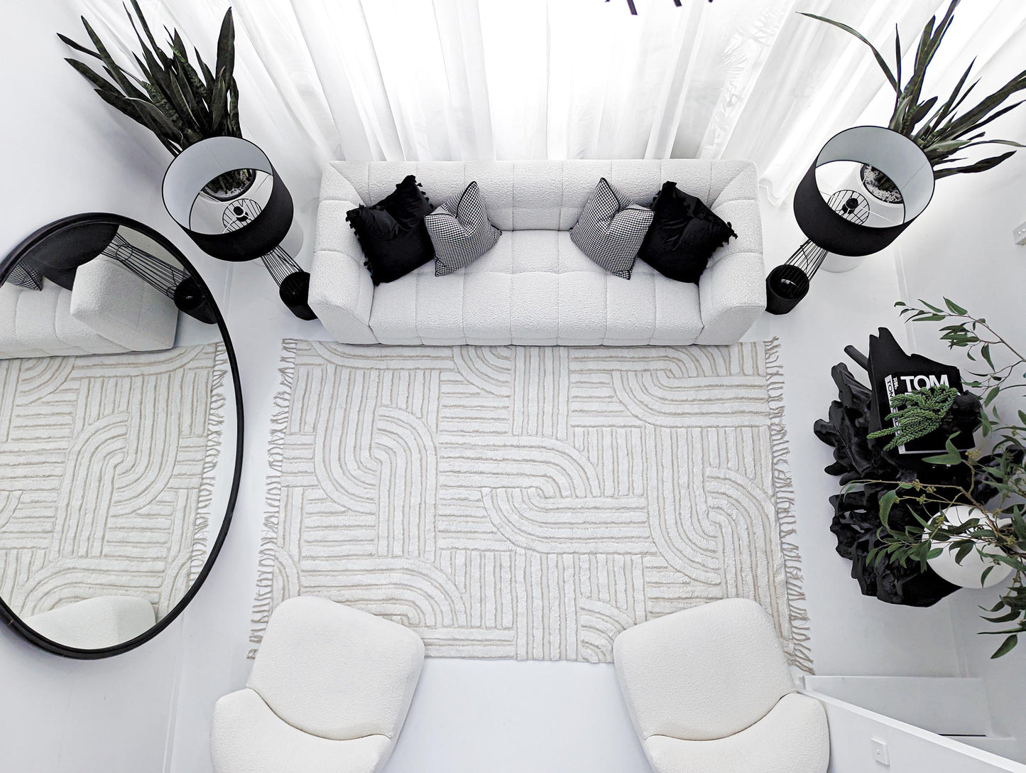 Etta Ivory Geometric Washable Rug