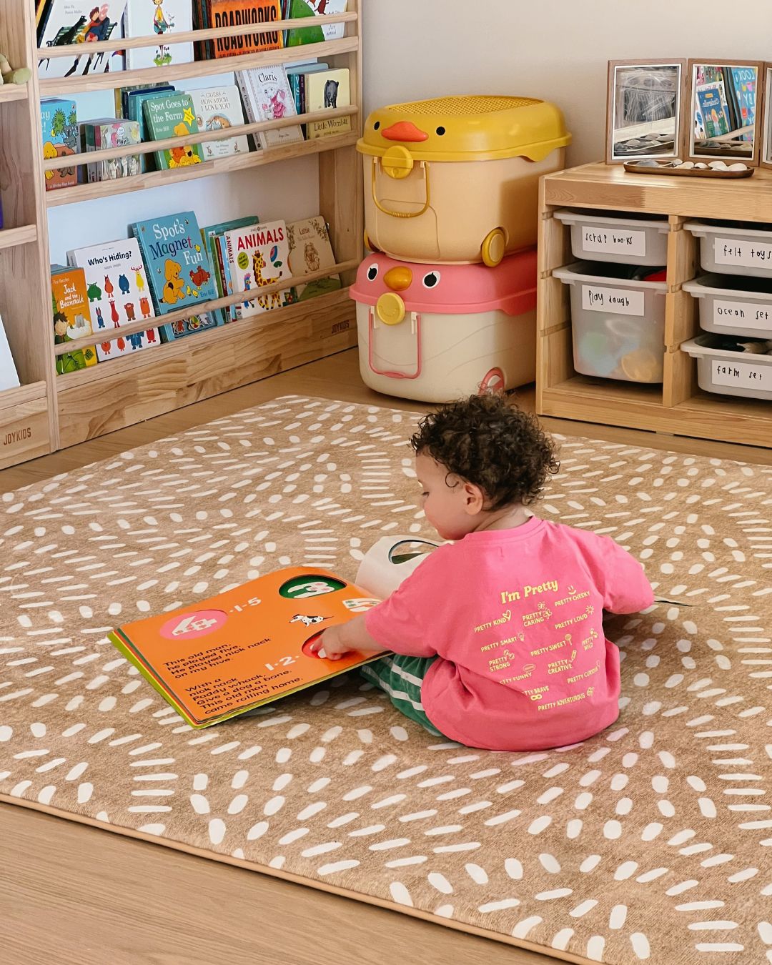 Eula Beige and Light Beige Abstract Rollie Pollie Playmat