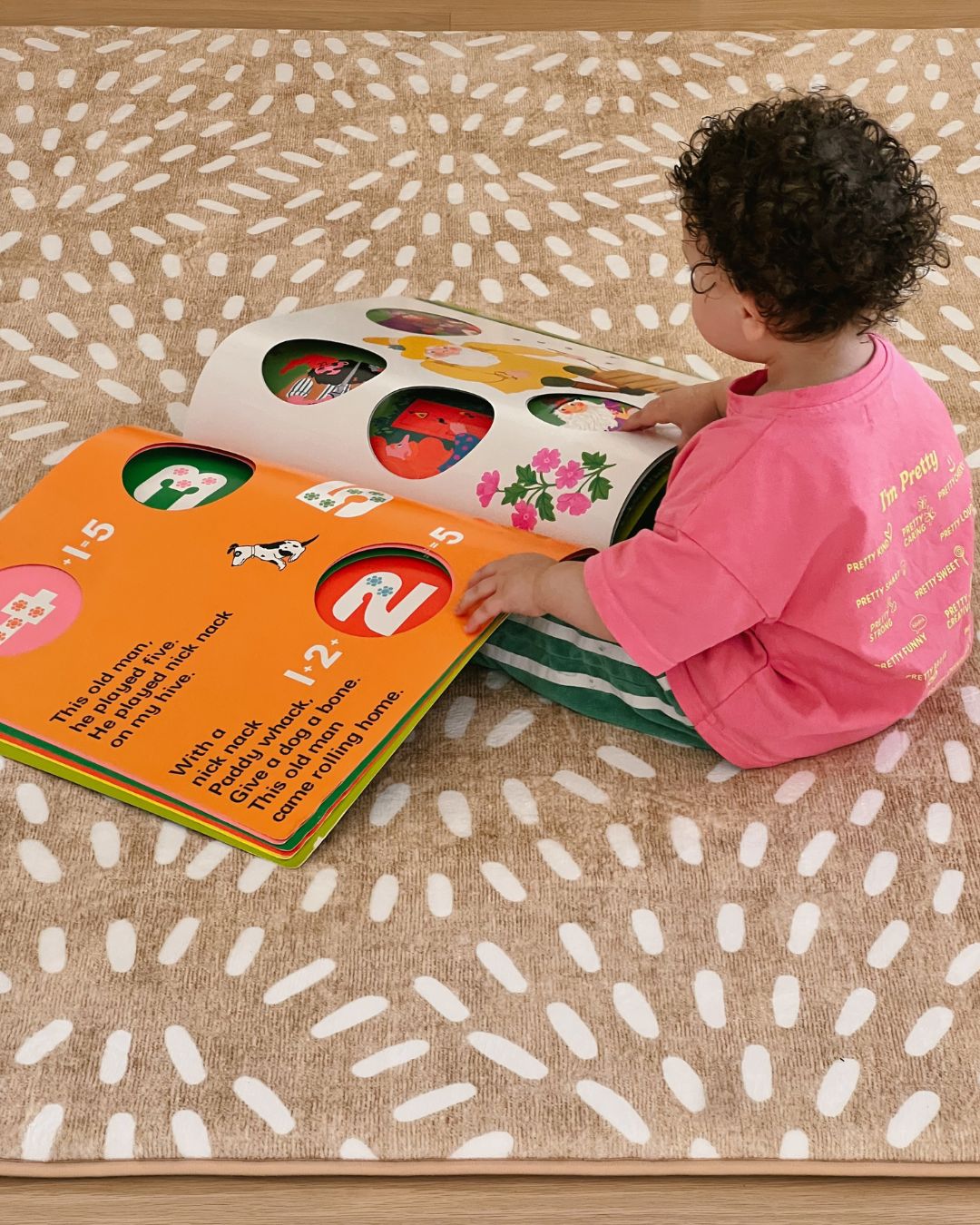 Eula Beige and Light Beige Abstract Rollie Pollie Playmat