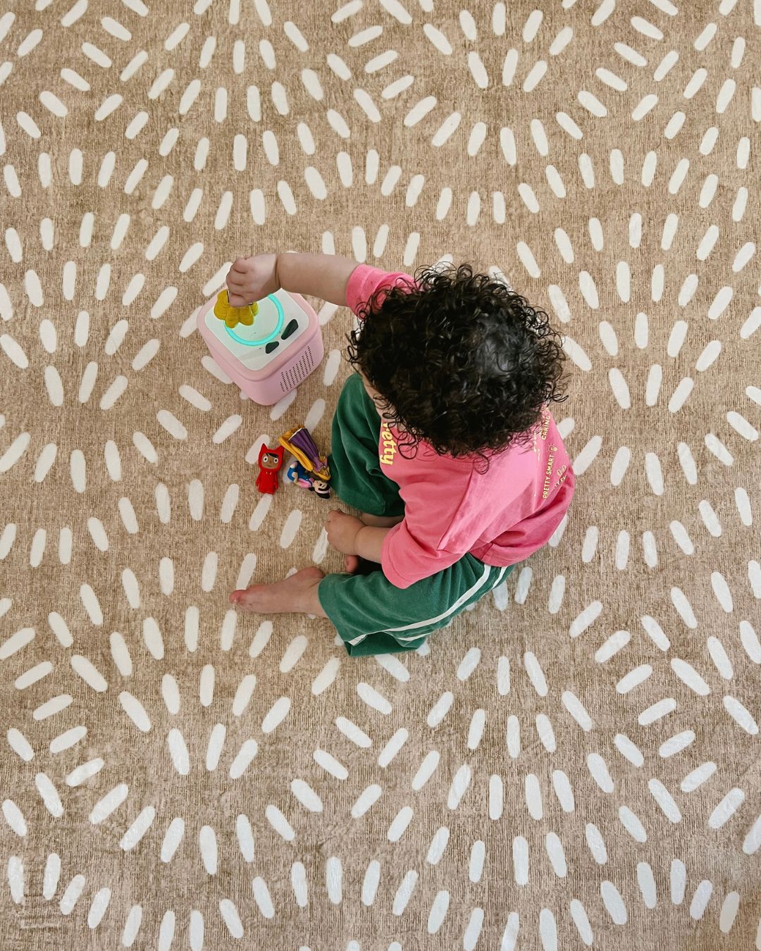 Eula Beige and Light Beige Abstract Rollie Pollie Playmat