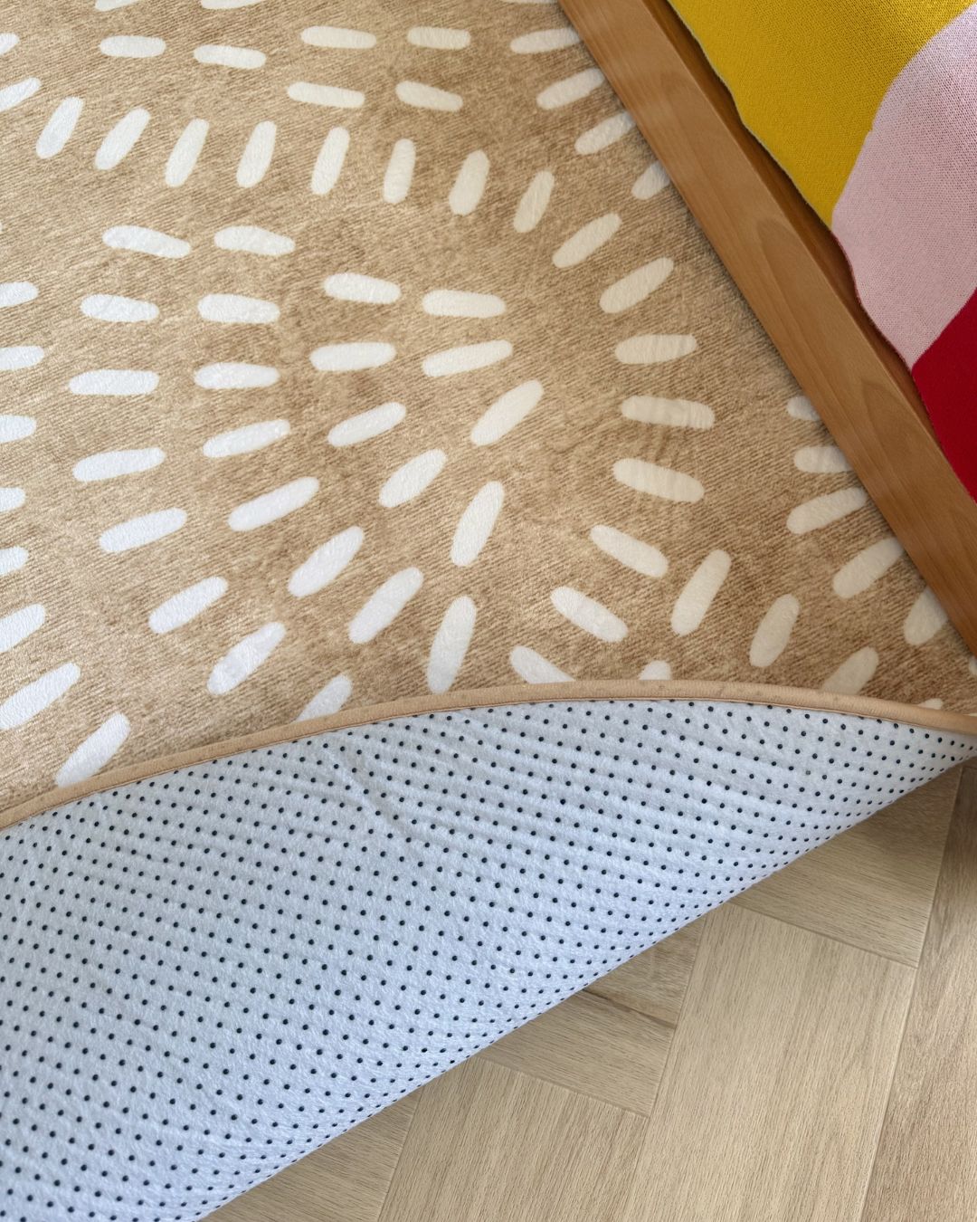 Eula Beige and Light Beige Abstract Rollie Pollie Round Playmat