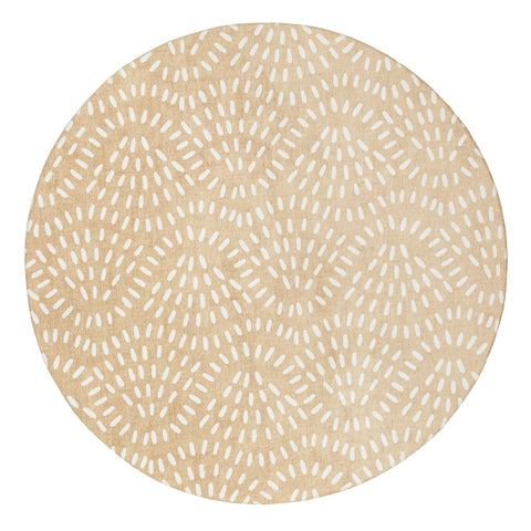 Eula Beige and Light Beige Abstract Rollie Pollie Round Playmat