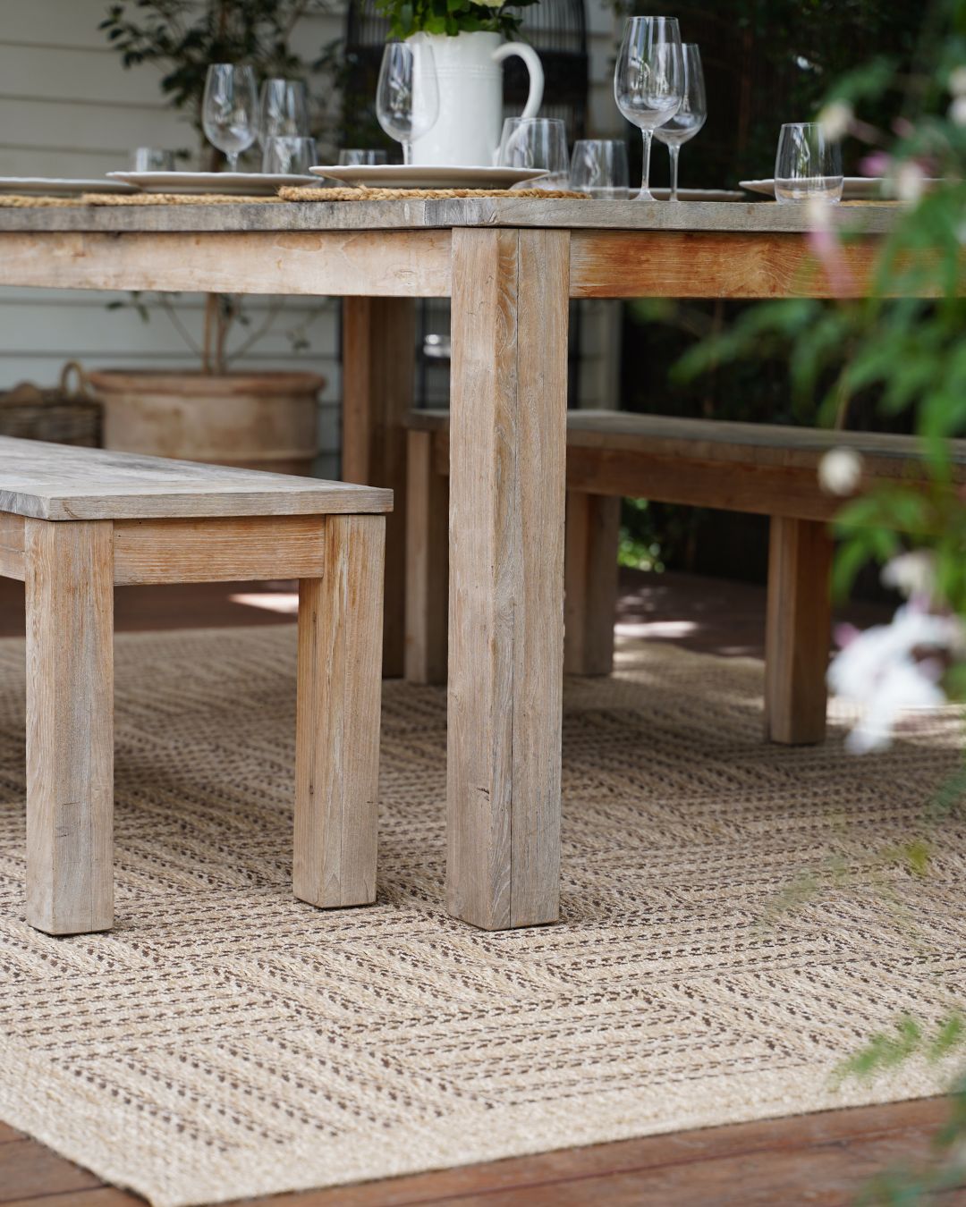 Eulalia Sand Basketweave Indoor Outdoor Rug