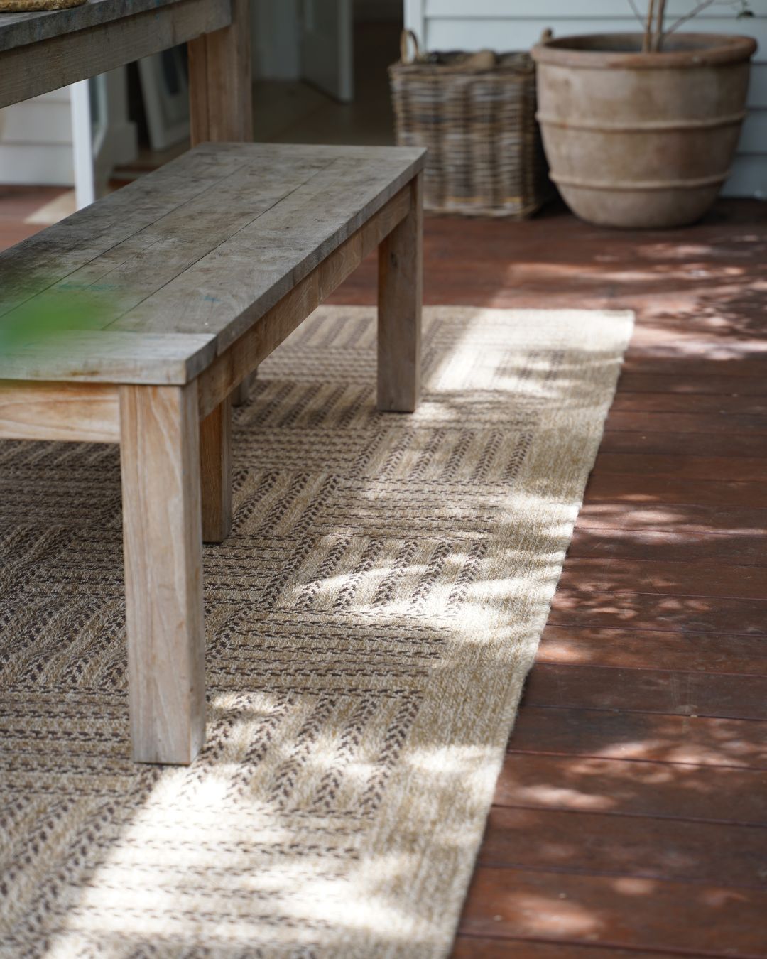 Eulalia Sand Basketweave Indoor Outdoor Rug