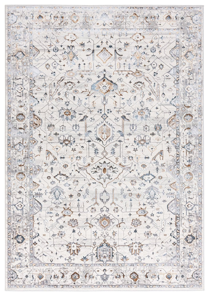 Evelyn Cream Blue And Tan Lustrous Traditional Rug