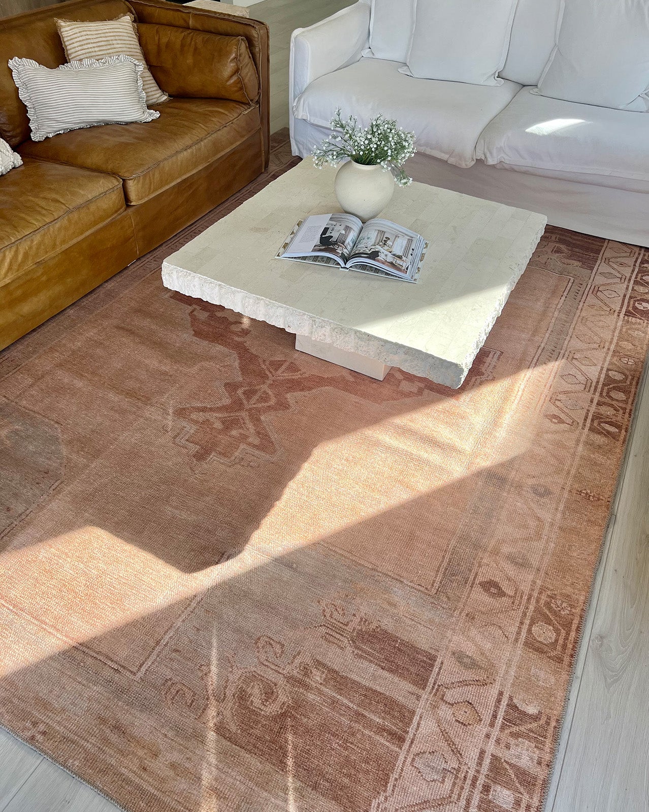 Feliza Cream and Rust Medallion Washable Rug